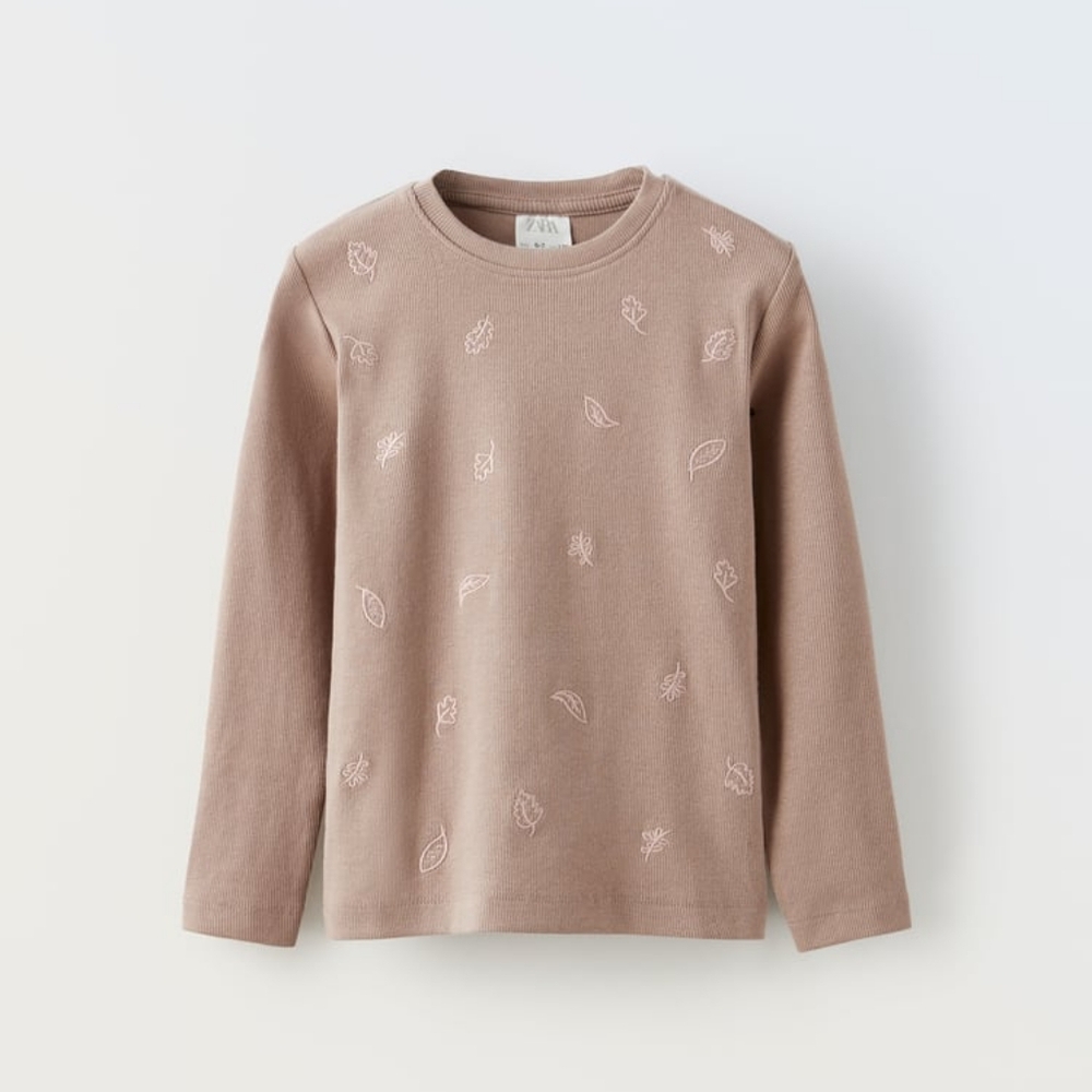 ZARA EMBROIDERED RIB T-SHIRT